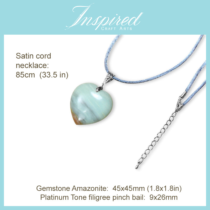 Amazonite Heart pendant necklace | InspiredCraftArts