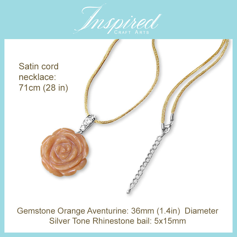 Orange Aventurine Rose pendant necklace | InspiredCraftArts