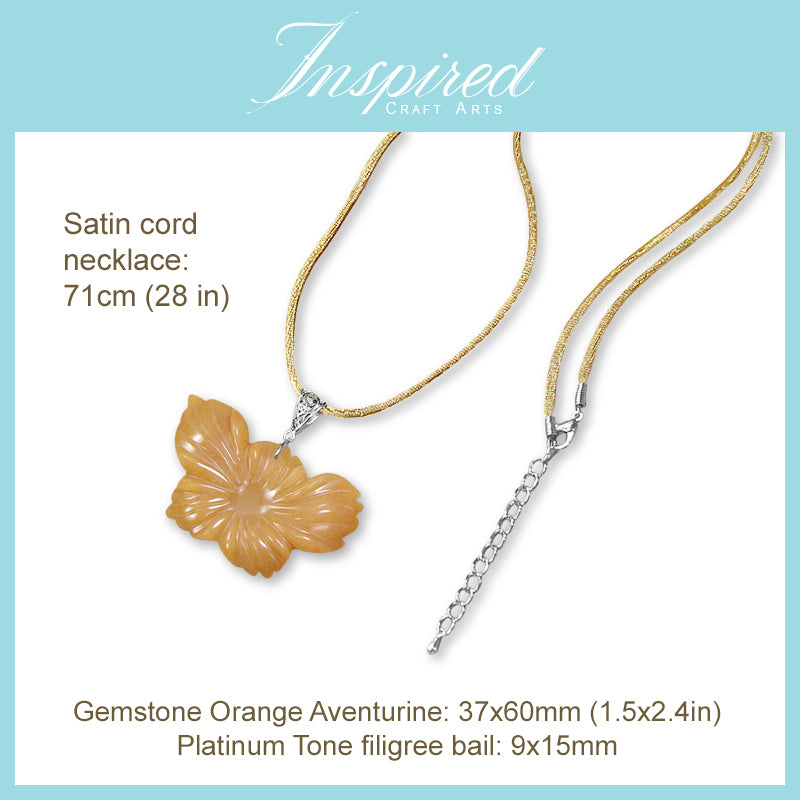 Orange Aventurine Flower pendant necklace | InspiredCraftArts
