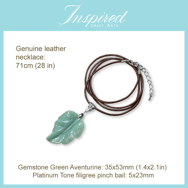 Green Aventurine Leaf pendant necklace | InspiredCraftArts