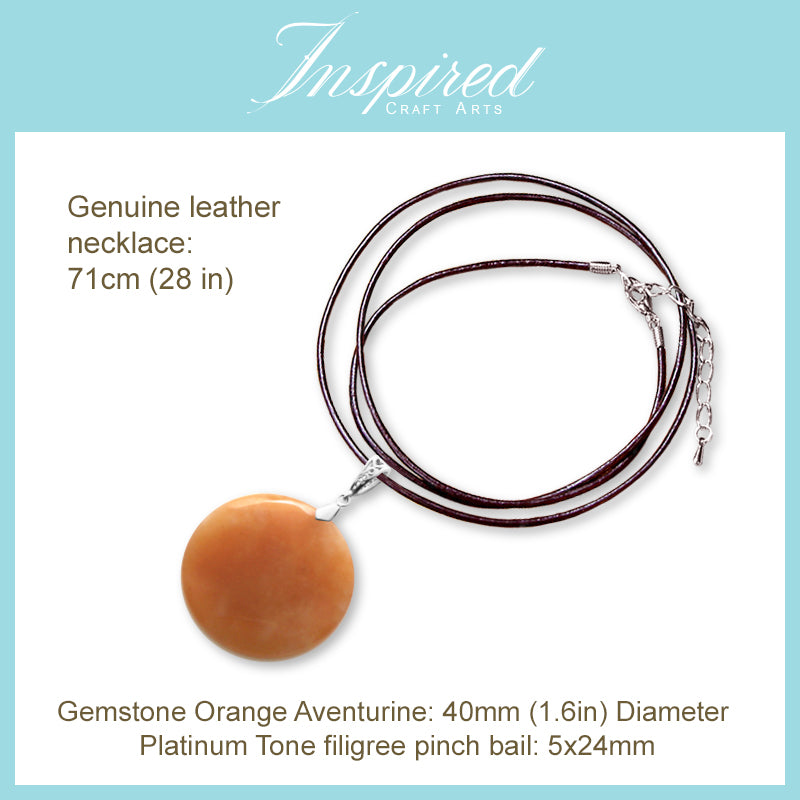 Orange Aventurine Round pendant necklace | InspiredCraftArts