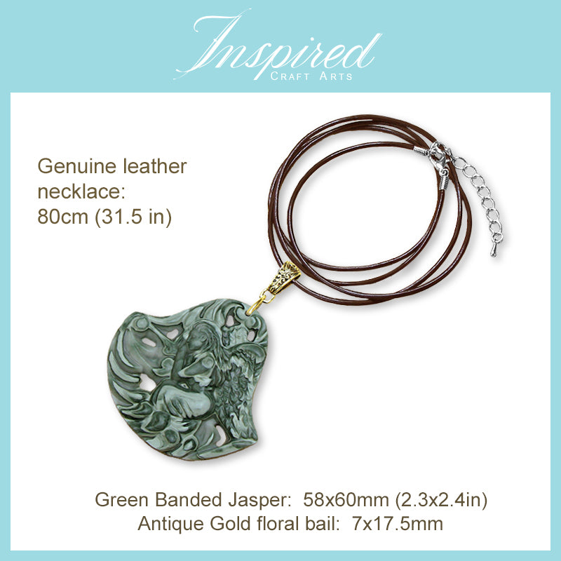 Green Banded Jasper Fairy pendant necklace | InspiredCraftArts