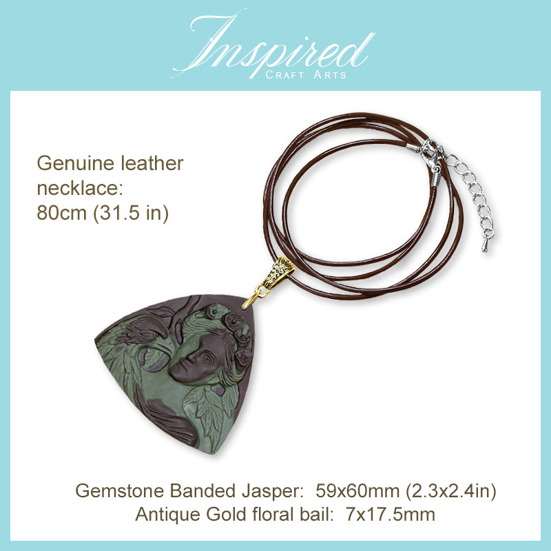 Banded Jasper Nature Guardian With Eagle pendant necklace | InspiredCraftArts