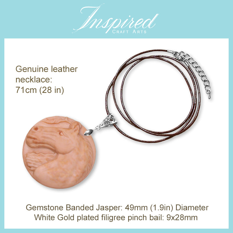 Banded Jasper Horse Head pendant necklace | InspiredCraftArts