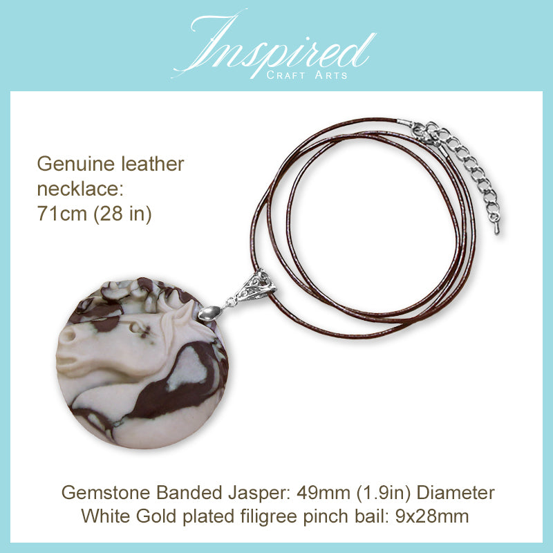 Banded Jasper Horse Head pendant necklace | InspiredCraftArts