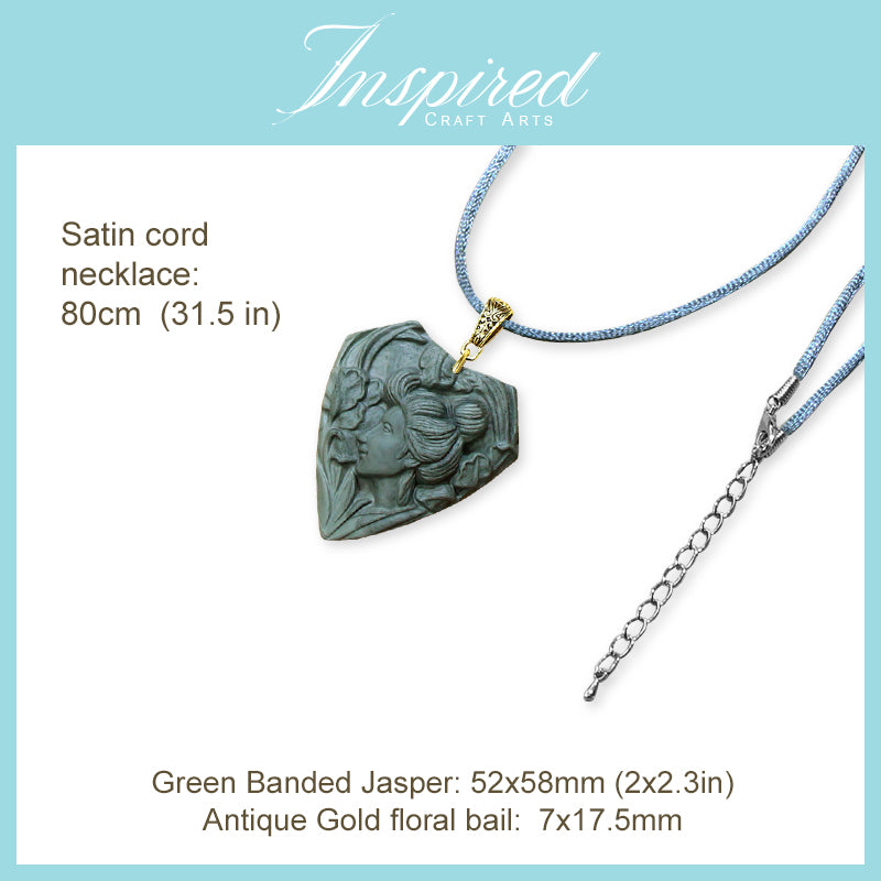 Green Banded Jasper Fairy pendant necklace | InspiredCraftArts