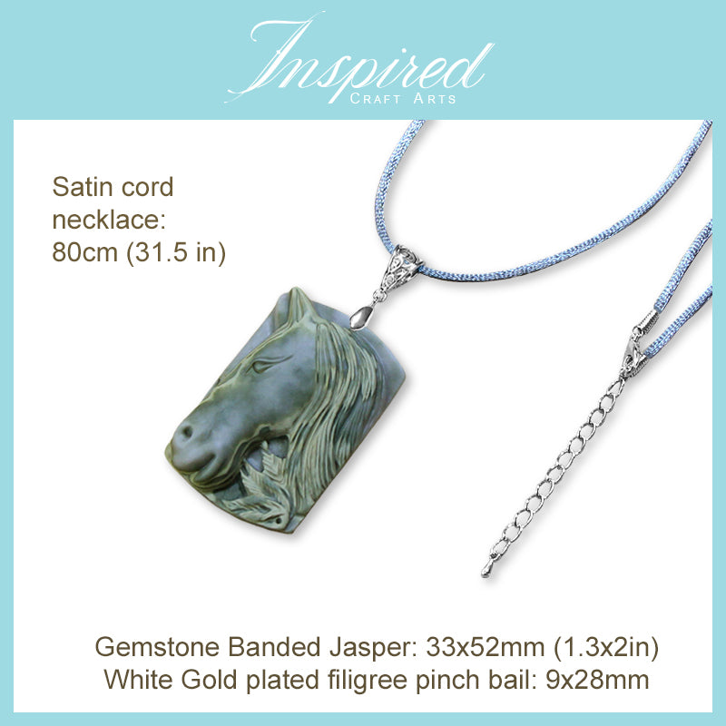 Banded Jasper Horse Head pendant necklace | InspiredCraftArts