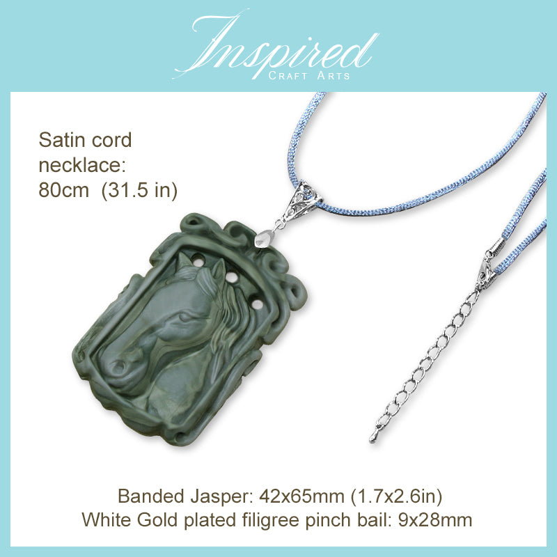 Banded Jasper Horse Head pendant necklace | InspiredCraftArts