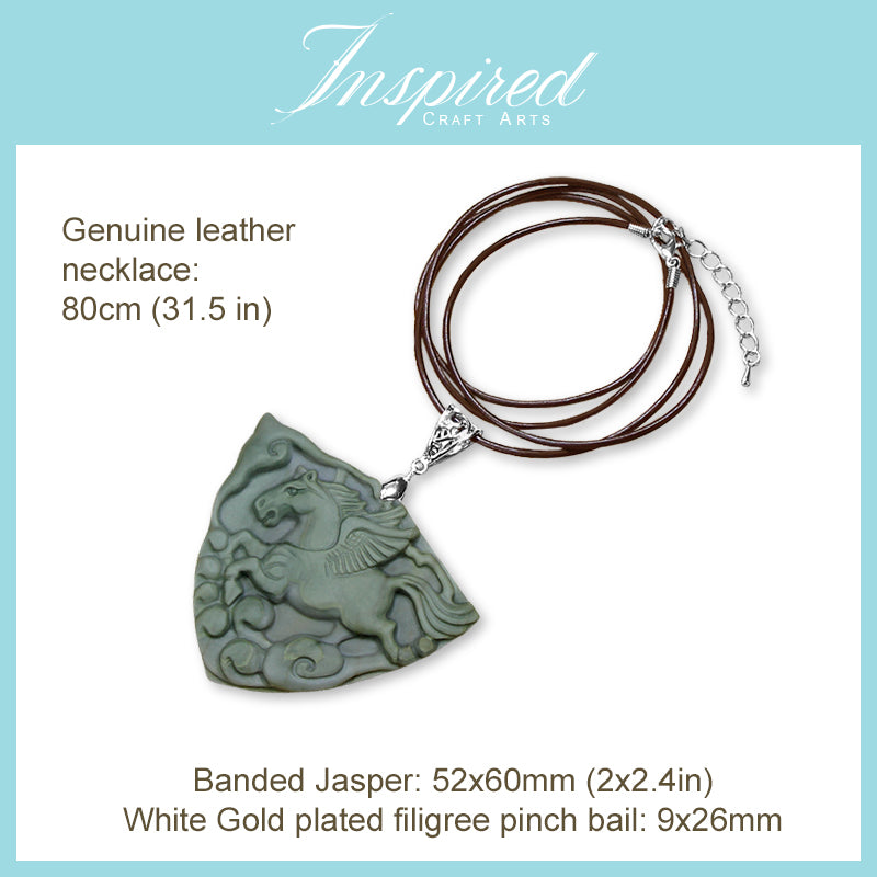 Banded Jasper Pegasus pendant necklace | InspiredCraftArts