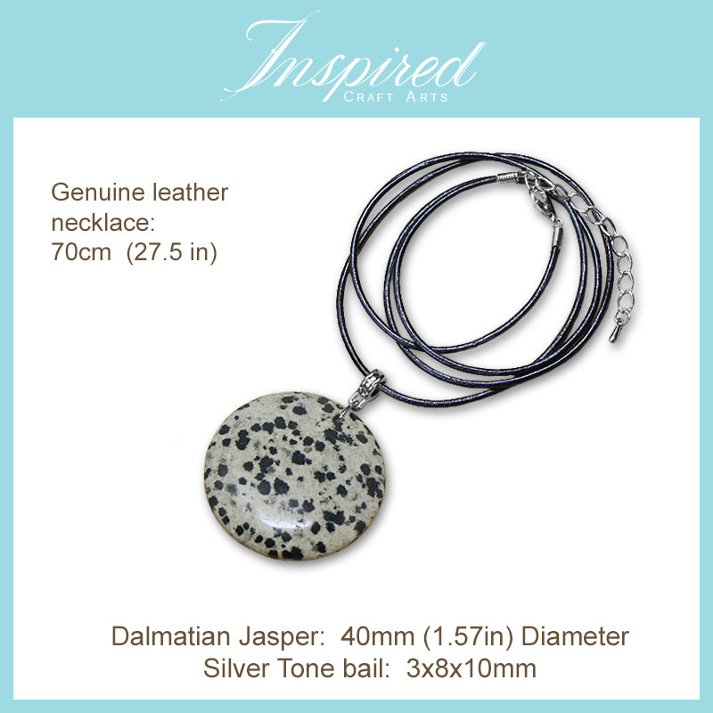 Dalmatian Jasper Round pendant necklace | InspiredCraftArts