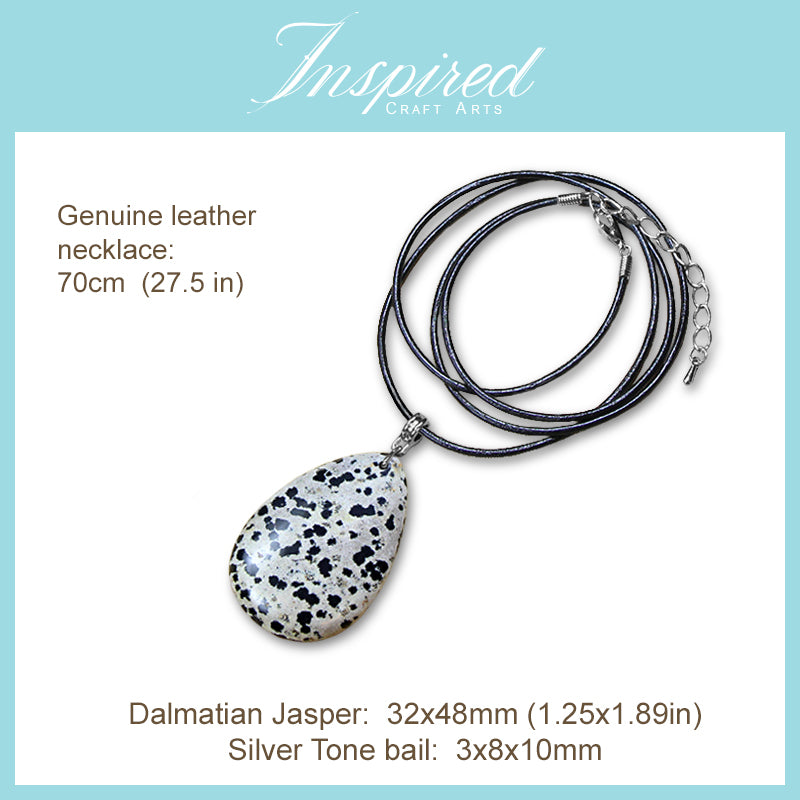 Dalmatian Jasper Drop shape pendant necklace | InspiredCraftArts
