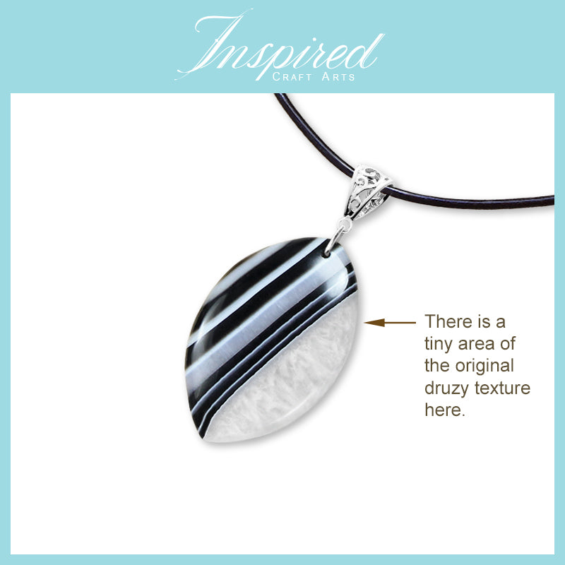 SALE! Black Druzy Agate Marquise shape pendant necklace | InspiredCraftArts