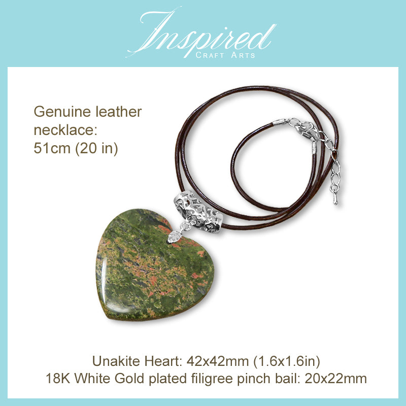 Unakite Heart pendant necklace | InspiredCraftArts