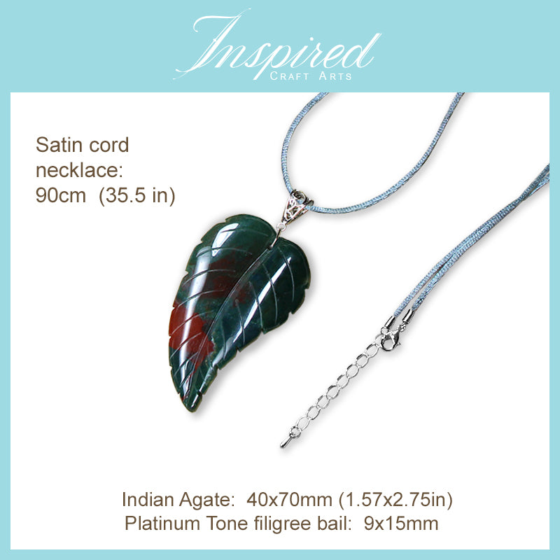 Indian Agate Leaf pendant necklace | InspiredCraftArts