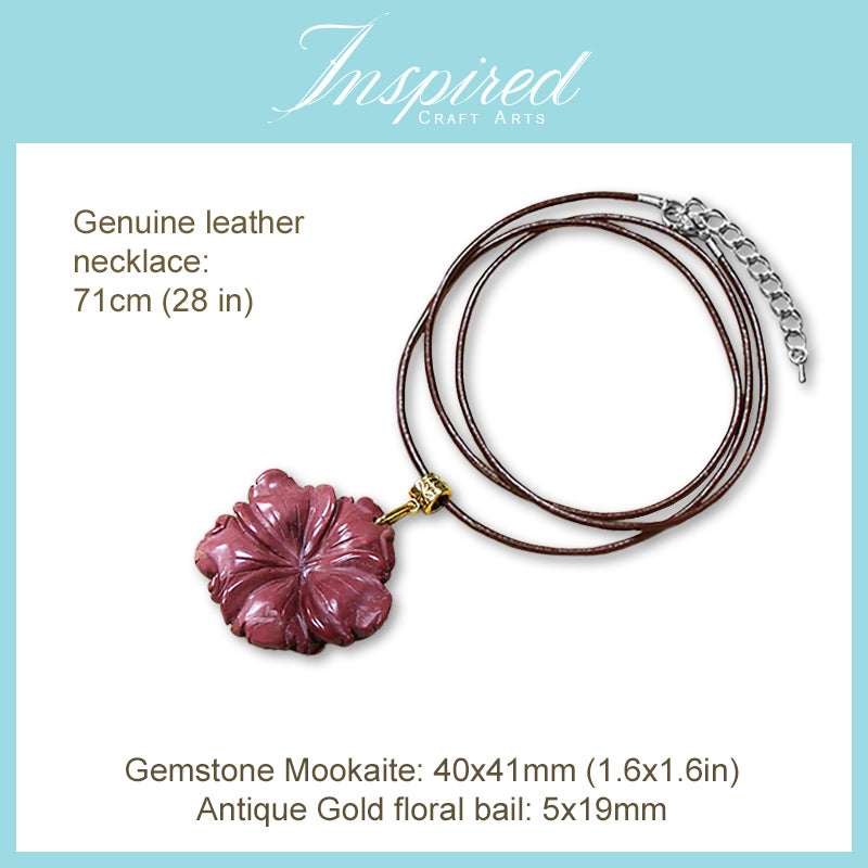 Mookaite Jasper carved Flower pendant necklace | InspiredCraftArts