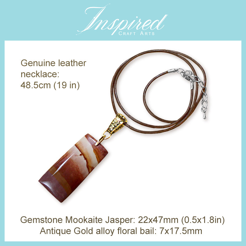 Mookaite Jasper Rectangle pendant necklace | InspiredCraftArts