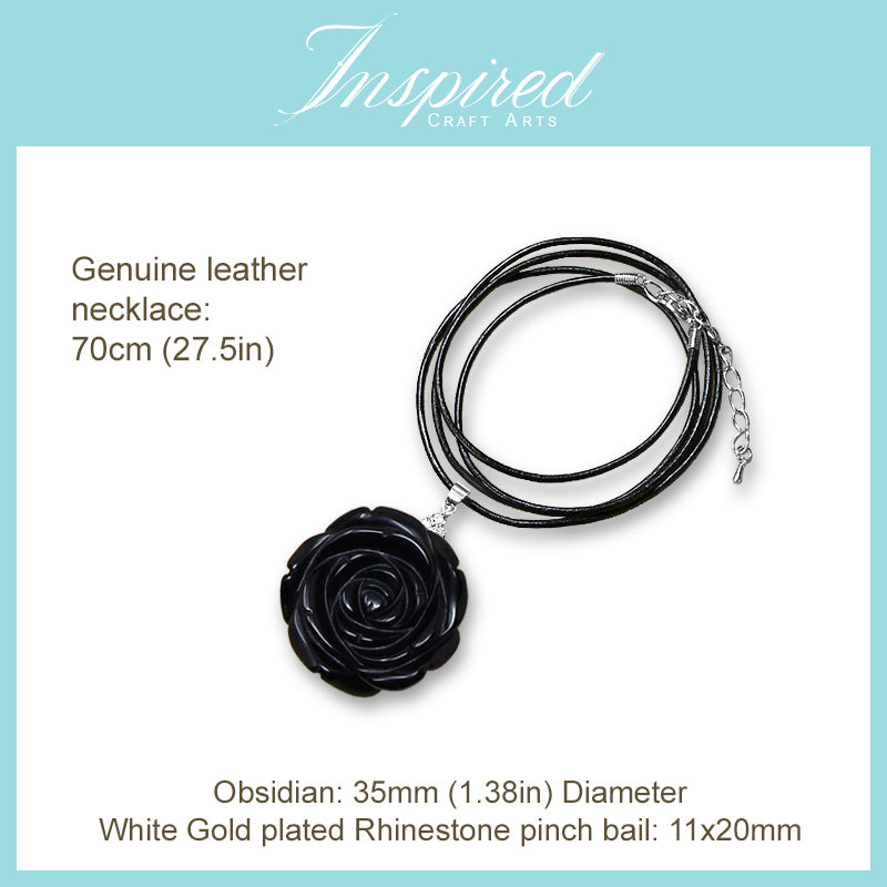Black Obsidian Rose pendant necklace | InspiredCraftArts