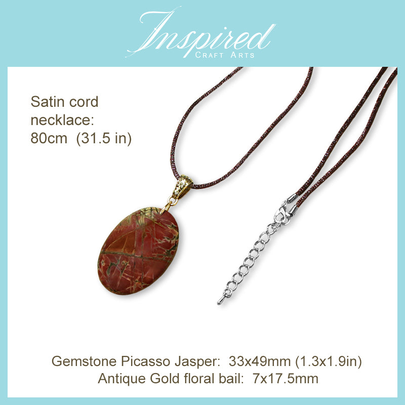 Picasso Jasper Oval pendant necklace | InspiredCraftArts
