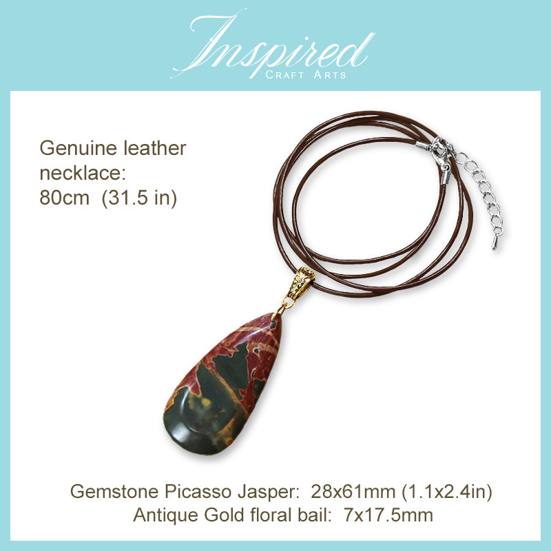 Picasso Jasper Drop pendant necklace | InspiredCraftArts