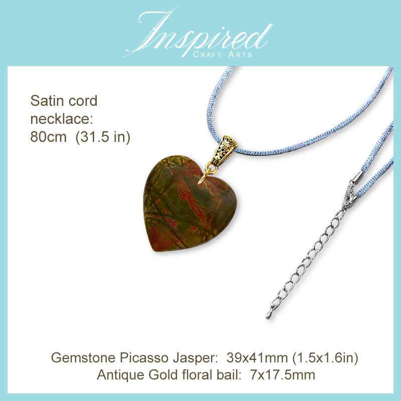 Picasso Jasper Heart pendant necklace | InspiredCraftArts