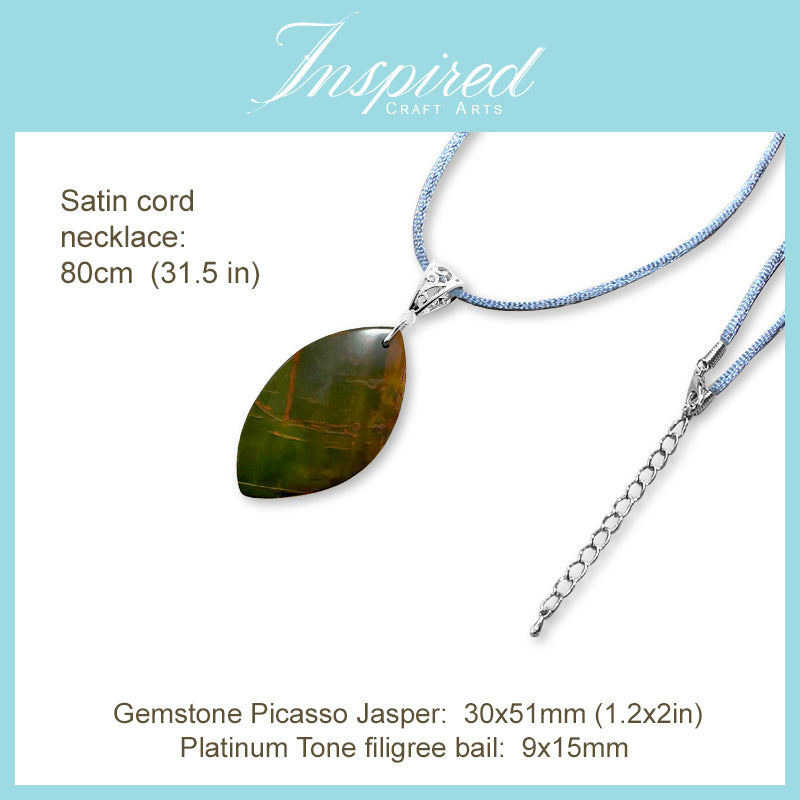 Picasso Jasper Freeform Marquise pendant necklace | InspiredCraftArts