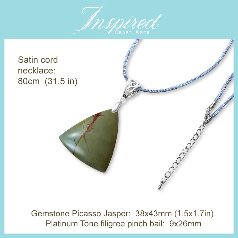 Picasso Jasper Triangle pendant necklace | InspiredCraftArts