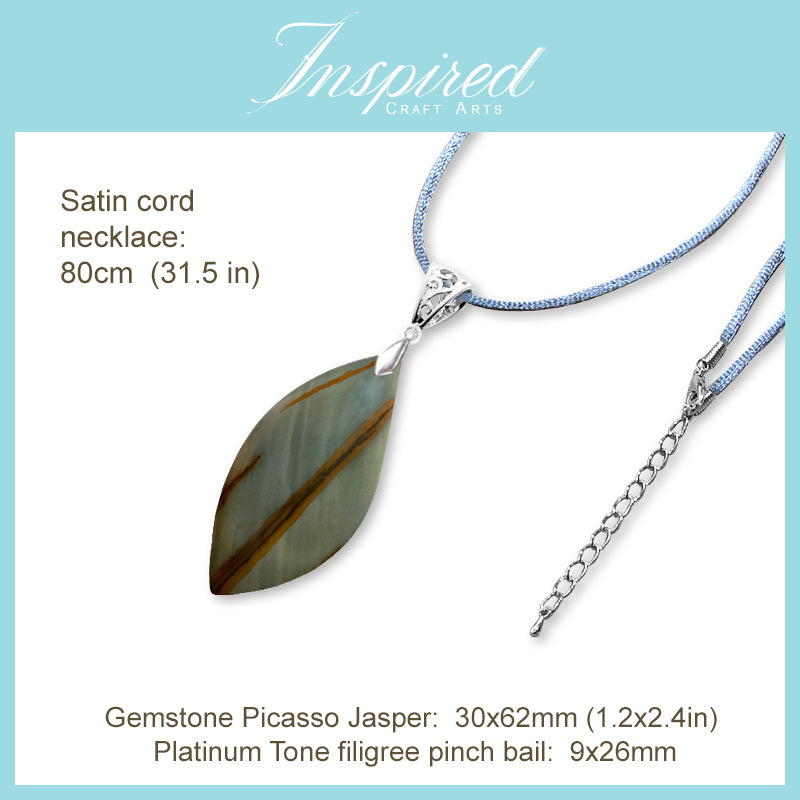 Picasso Jasper Freeform Marquise pendant necklace | InspiredCraftArts