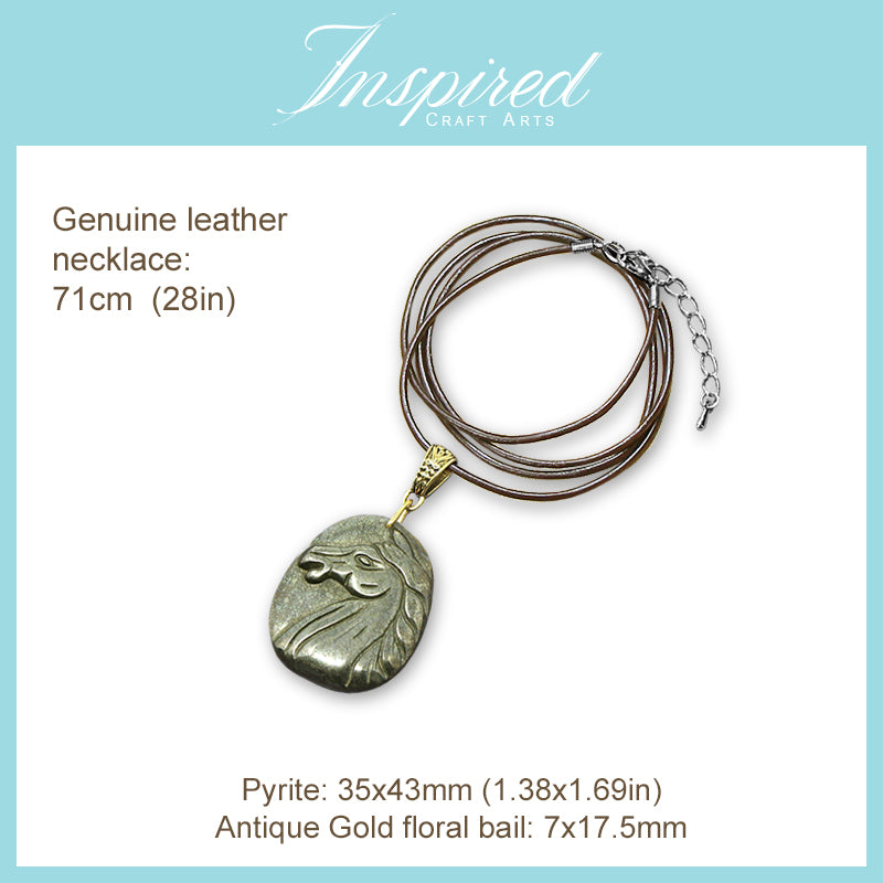 Pyrite Horse Head pendant necklace | InspiredCraftArts