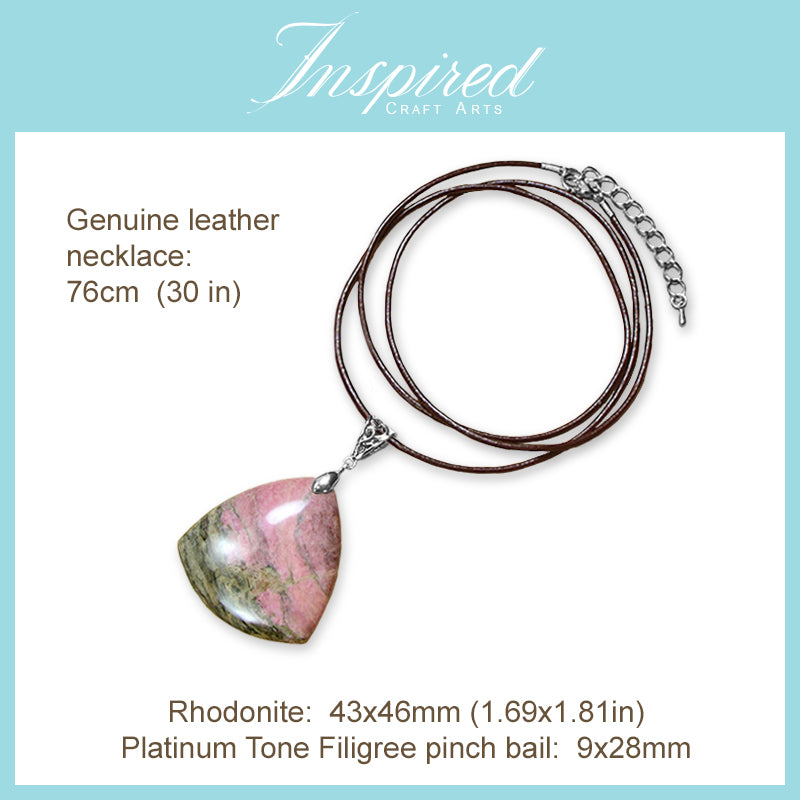 Rhodonite Triangle shape pendant necklace | InspiredCraftArts