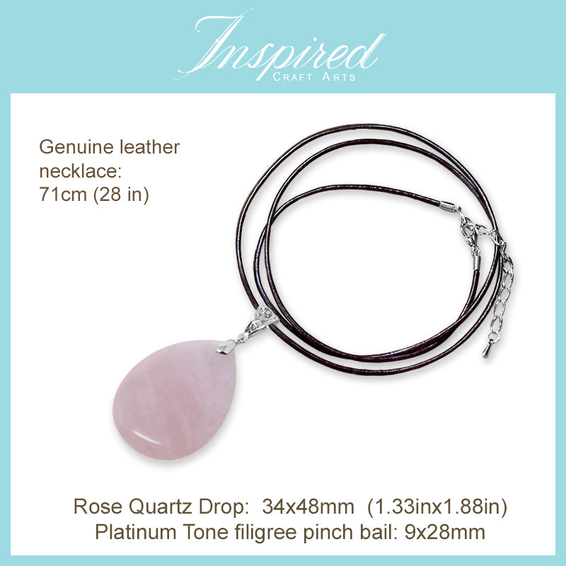 Rose Quartz Drop pendant necklace | InspiredCraftArts