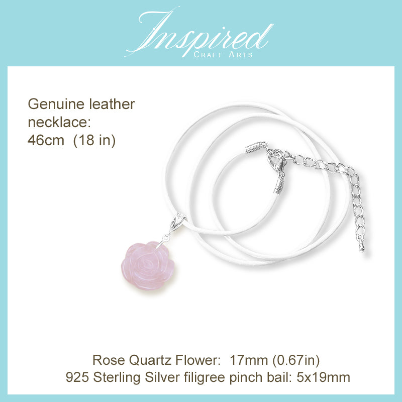 Rose Quartz carved Rose pendant necklace | InspiredCraftArts