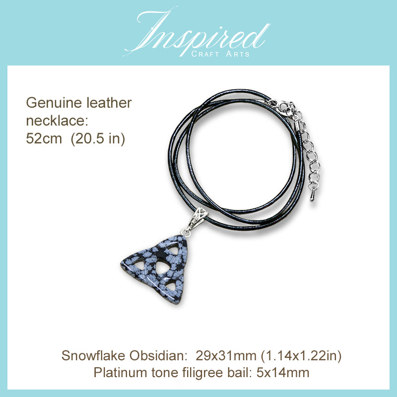 Snowflake Obsidian Triquetra pendant necklace | InspiredCraftArts