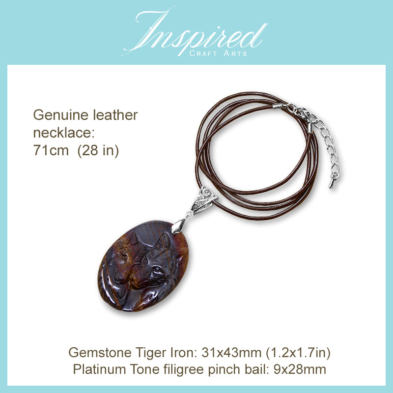 Red Tiger Iron Wolves pendant necklace | InspiredCraftArts