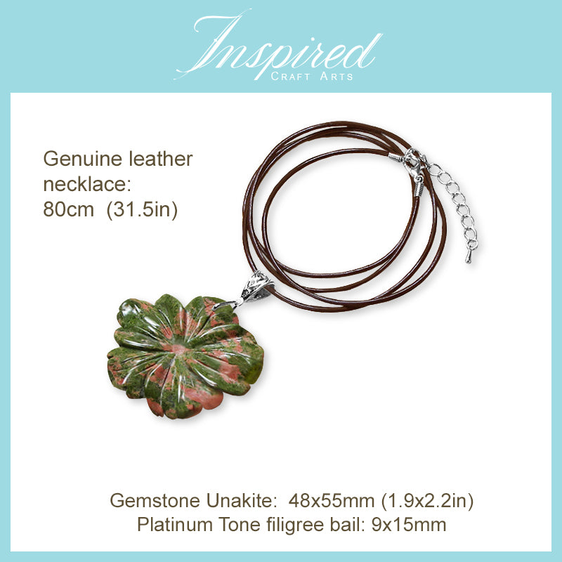 Unakite Flower pendant necklace
