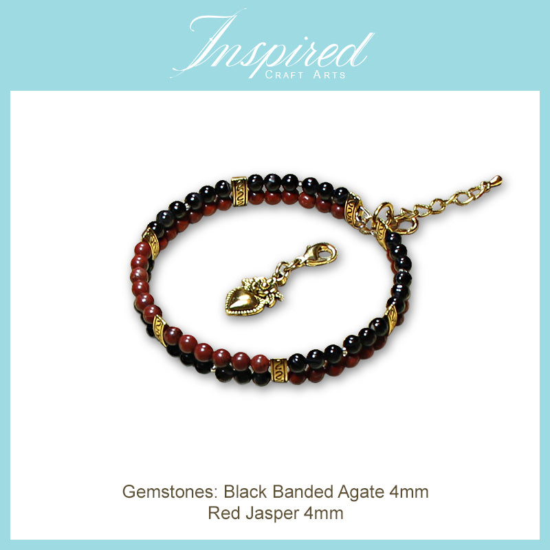 Black banded Agate/ Red Jasper Bracelet | Bracelet Clip-on charm | InspiredCraftArts