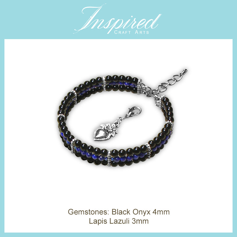 Black Onyx/ Lapis Lazuli Bracelet | Bracelet Clip-on charm | InspiredCraftArts