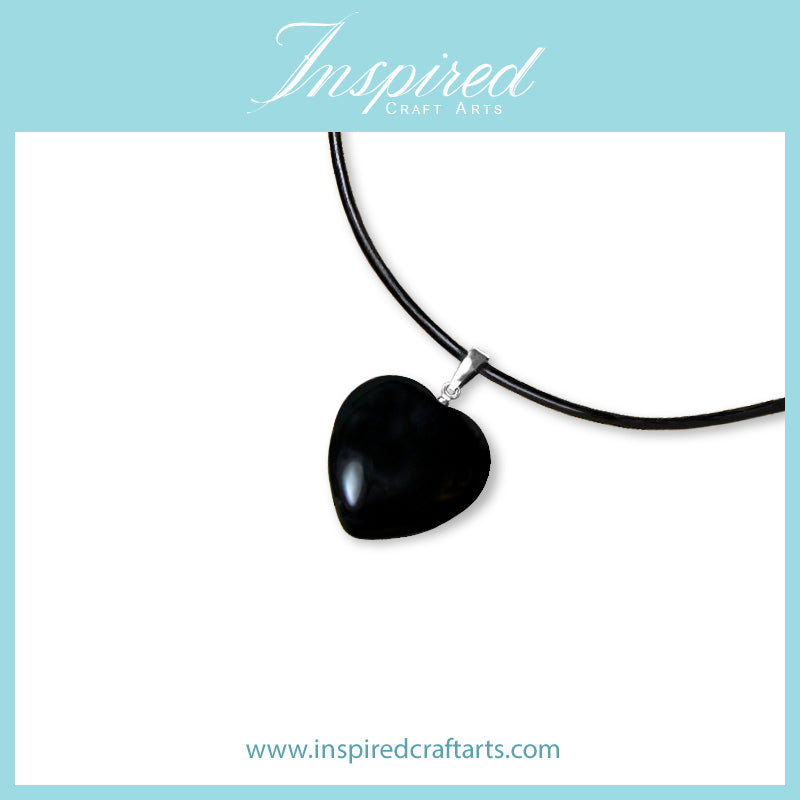 Black Agate Heart pendant necklace | InspiredCraftArts