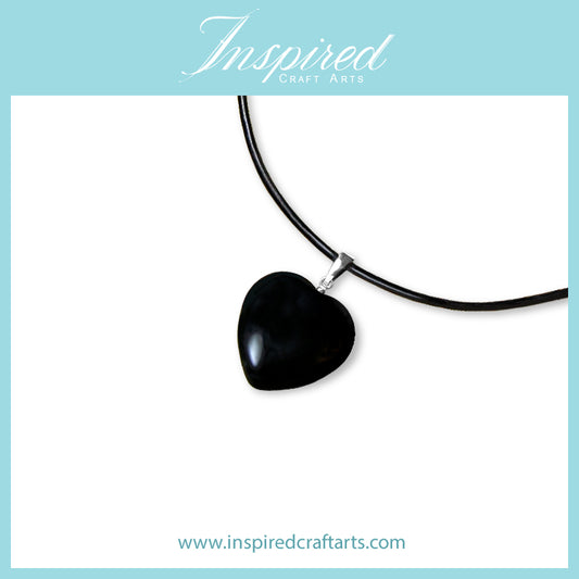 Black Agate Heart pendant necklace | InspiredCraftArts