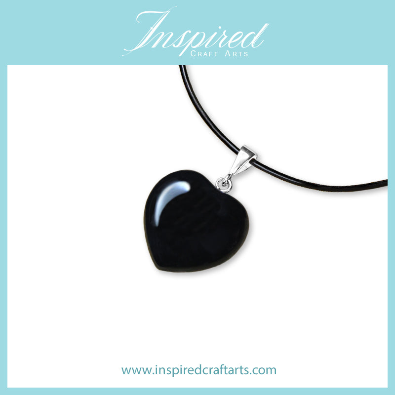 Black Agate Heart pendant necklace | InspiredCraftArts