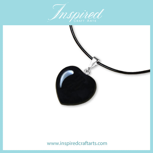 Black Agate Heart pendant necklace | InspiredCraftArts