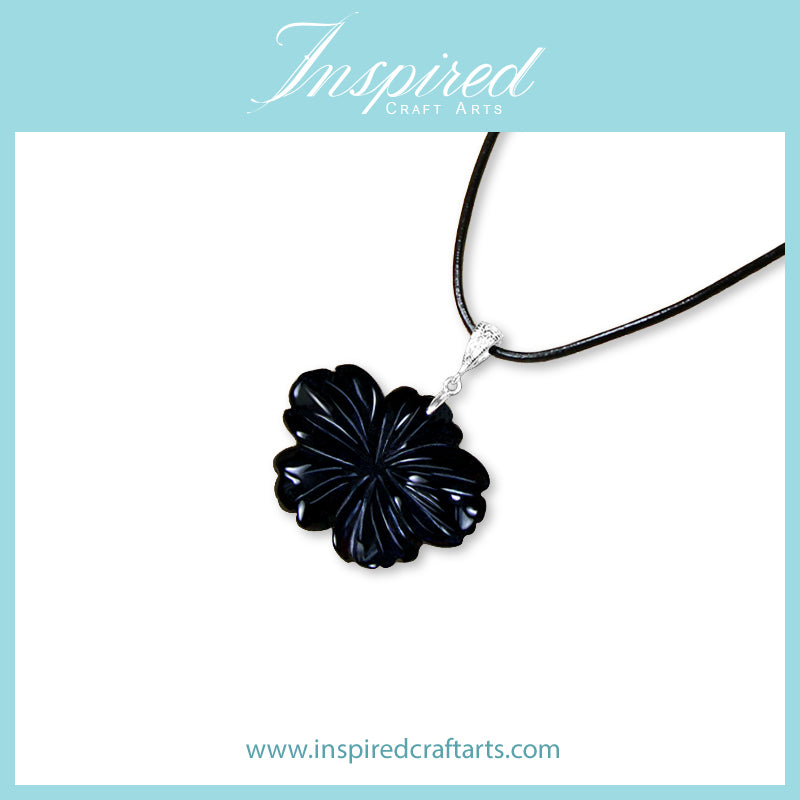 Black Agate Flower pendant necklace | InspiredCraftArts