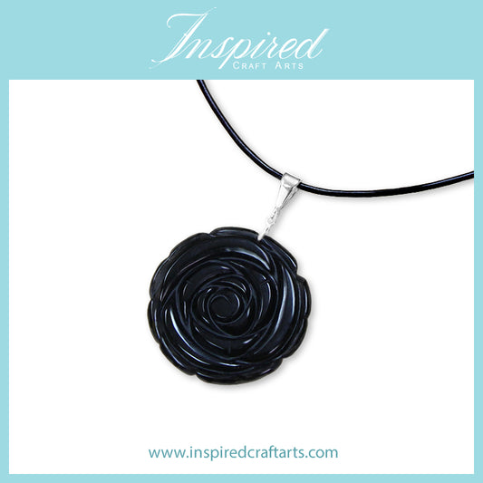 Black Agate Rose pendant necklace | InspiredCraftArts