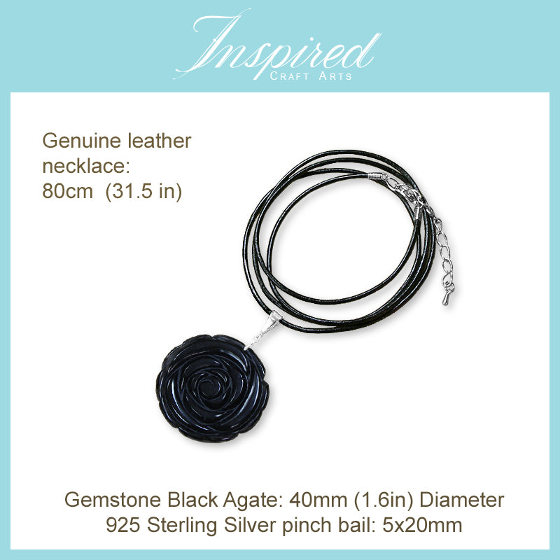 Black Agate Rose pendant necklace | InspiredCraftArts