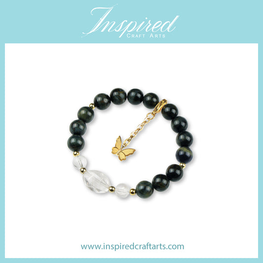 Blue Tigre's Eye Bracelet | Bracelet Clip-on charm | InspiredCraftArts
