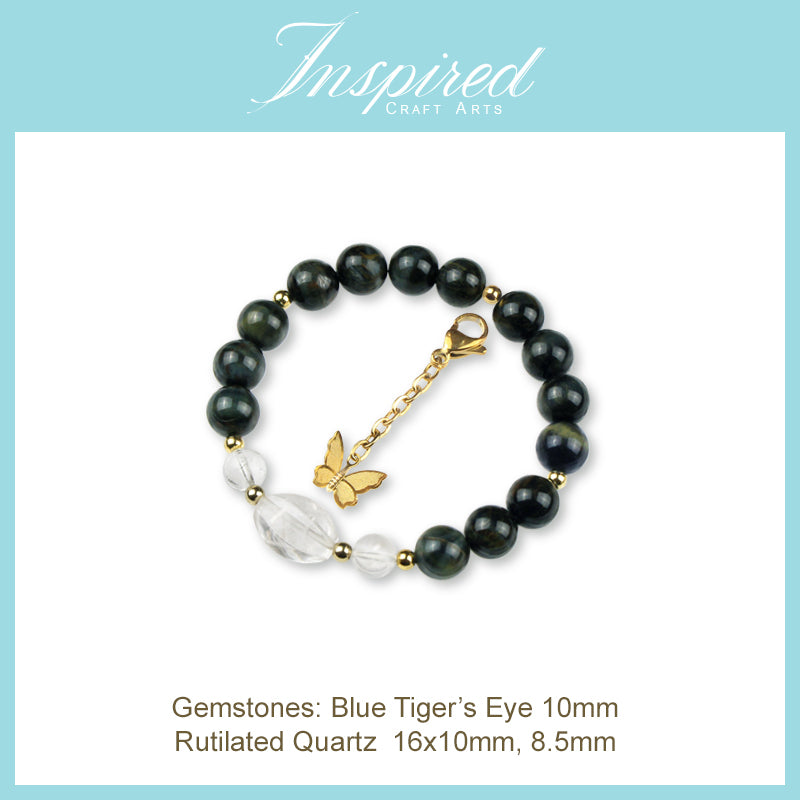 Blue Tigre's Eye Bracelet | Bracelet Clip-on charm | InspiredCraftArts