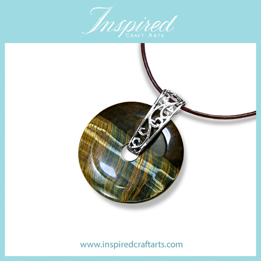 Yellow Blue Tiger Eye pendant necklace | InspiredCraftArts