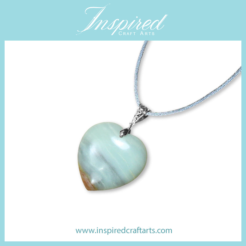 Amazonite Heart pendant necklace | InspiredCraftArts