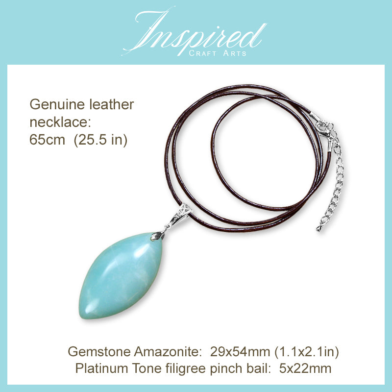 Amazonite Marquise pendant necklace | InspiredCraftArts