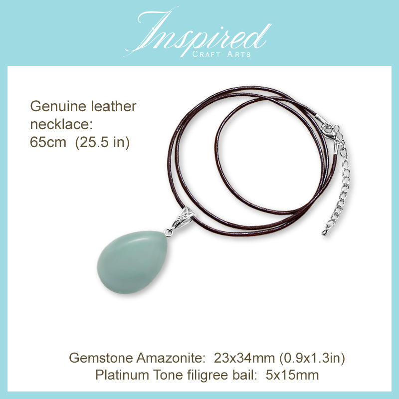 Amazonite Drop pendant necklace | InspiredCraftArts