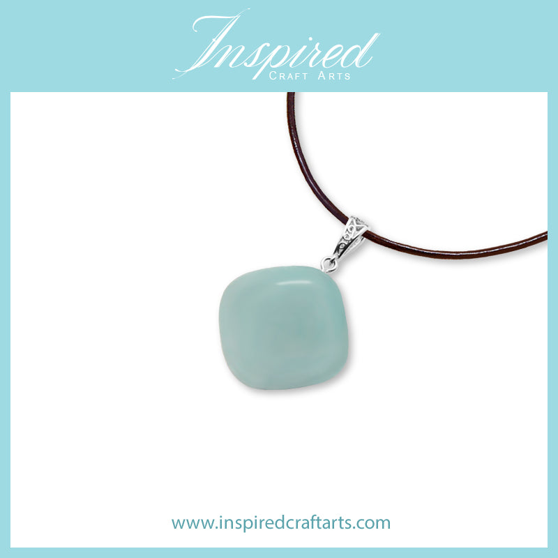 Amazonite Diamond Shape pendant necklace | InspiredCraftArts